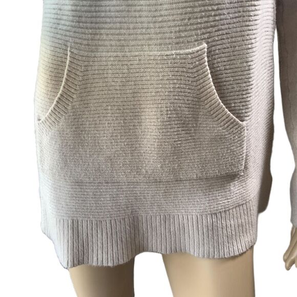 Sonoma Beige Long Sleeve Front Pocket Ribbed Hem Cottagecore Hooded Sweater Med - Picture 3 of 14